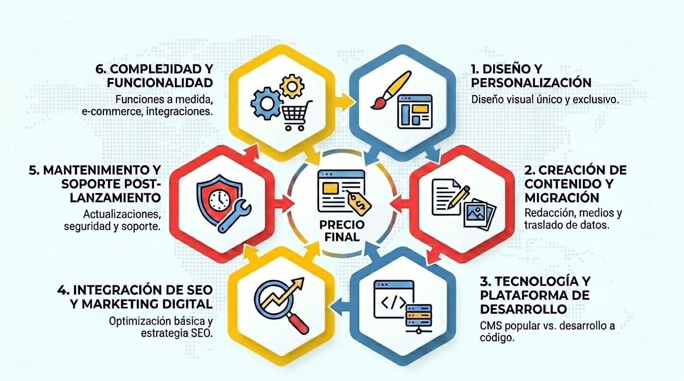 factores que afectan cuánto cuesta una página web en Colombia
