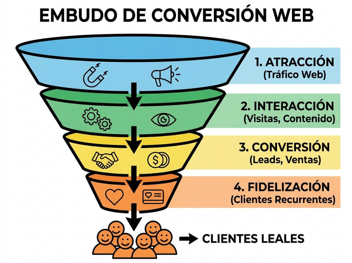 estructura de conversión en una página web que no vende